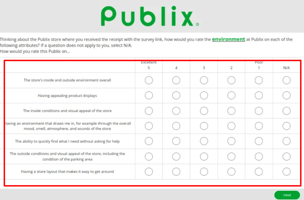 Publix Customer Survey Feedback